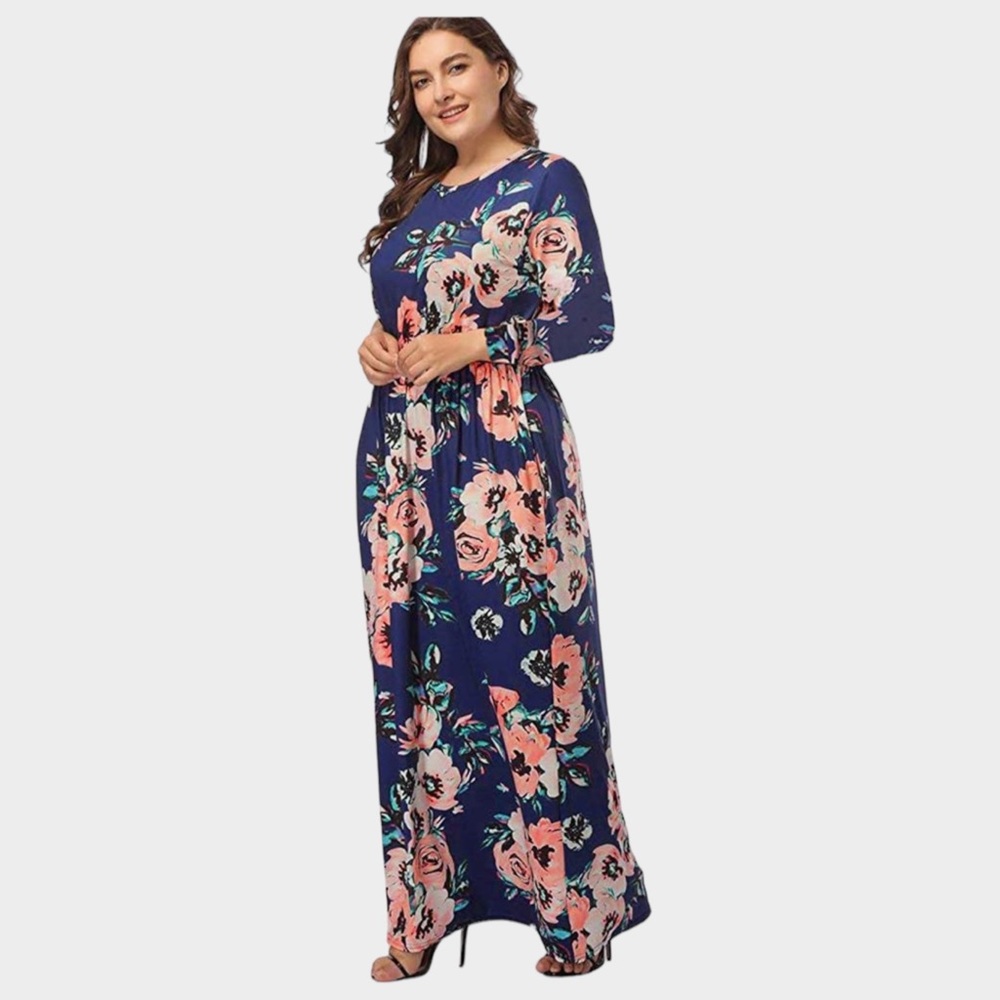 Women’s Plus Long Sleeve Floral High-Waisted Maxi Dress (XXL) NWT - Picture 2 of 10